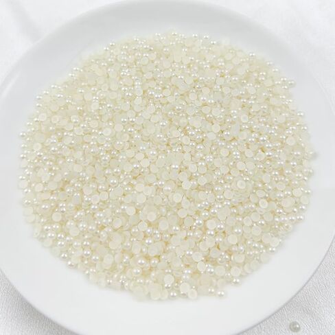 2000PCS 6mm Flatback Pearls for Crafts Jewelry Scrapbooking, Round Half Pearls Flat Back Half Pearls for Craft Projects, Jewelry Making, Shoes, Cup, Nail Art Decoration(40-White) in Kuwait