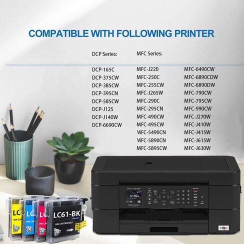 Wolfgray متوافق LC61 LC65 حبر حزمة 12 حزمة-استبدال الأخ LC-61 LC-65 LC61BK LC61C LC61M LC61Y لـ MFC-490CW MFC-495CW MFC-J615W MFC-J630W in Saudi Arabia