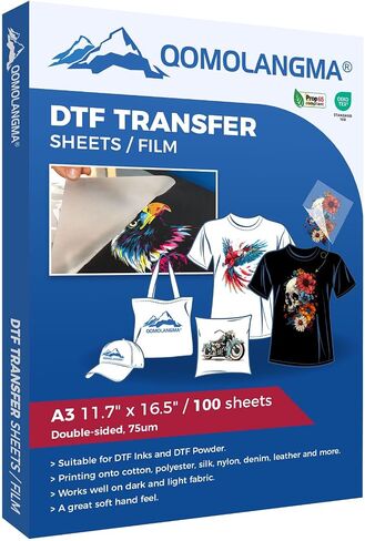 DTF Transfer Movie أوراق المعالجة على الوجهين DTF نقل ورقة HOT PEEL PET HEAT TRANSE DIRECT إلى فيلم نقل الفيلم لطباعة نقل القميص (8.27in × 11.7 بوصة (A4) -100 صفائح) in Kuwait