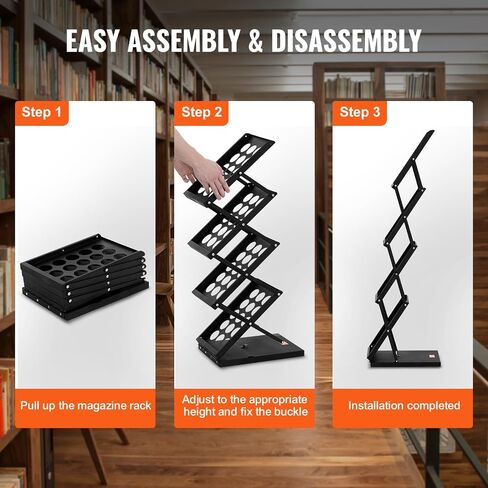 VEVOR Foldable Magazine Display Rack, 4-Tier Brochure Literature Display Stand, Portable Catalog Brochure Holder Stand with Carrying Bag for Office Trade Show Exhibitions, 4 Pockets in Saudi Arabia