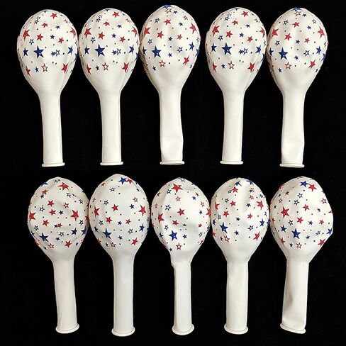 12 Inch Printed Star White Balloons, 50 Pcs Printed Blue Red Star Latex Balloon for 4th of July Decorations Happy Birthday Festival Anniversary Independence Day Decoration Baby Shower Party Supplies in Saudi Arabia