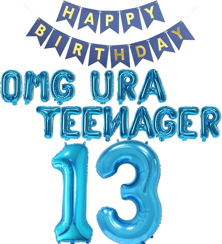 13th Teenager Birthday حفلة عيد ميلاد للبنات الأولاد ، ديكورات عيد الميلاد الثالثة عشر يا إلهي في سن المراهقة البالون عيد ميلاد لافتة Jumbo رقم 13 بالونات رقائق لابنة أبناء عمرها 13 عامًا (الفضة الثالثة عشر) in Kuwait