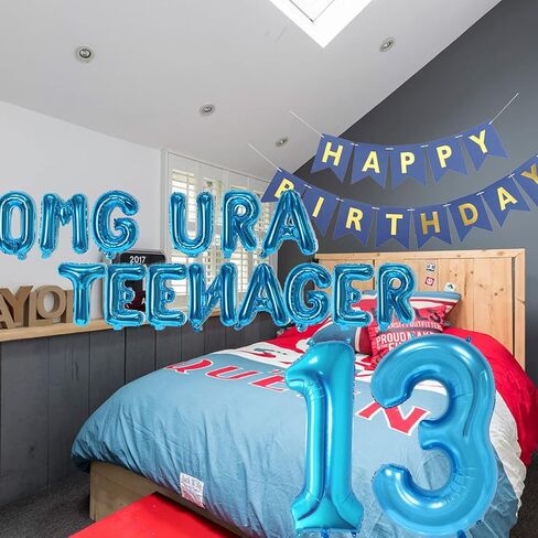 13th Teenager Birthday حفلة عيد ميلاد للبنات الأولاد ، ديكورات عيد الميلاد الثالثة عشر يا إلهي في سن المراهقة البالون عيد ميلاد لافتة Jumbo رقم 13 بالونات رقائق لابنة أبناء عمرها 13 عامًا (الفضة الثالثة عشر) in Kuwait