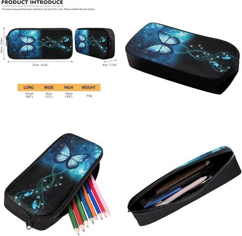 3 Pieces Galaxy Butterfly Backpacks Set For Girls With Lunch Case Shoulder Strap Large Pencil Case With Pen Solt for Women Girls Black Blue Bookbag for School in Kuwait