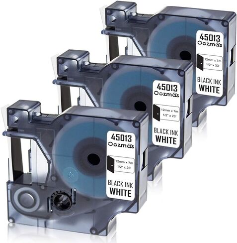 Oozmas Replacement for Dymo 45013 Label Maker Refills D1 Label Manager 160 Tape A45013 45013s S0720530 Compatible with Dymo D1 Labelmanager 280 Black on White 1/2 Inch x 23 Feet, 3 Cartridges in Kuwait