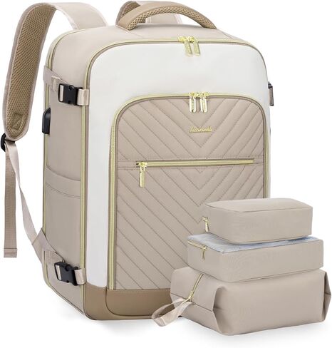 حقائب الظهر LoveVook كبيرة للسفر للنساء ، 50 لتر تحمل على ظهر الطائرة المعتمدة ، حقيبة سفر TSA الشخصية للنساء لتناسب 18 "كمبيوتر محمول ، ومقاوم للماء على أكياس للطائرات مع 3 مكعبات التعبئة ... in Kuwait