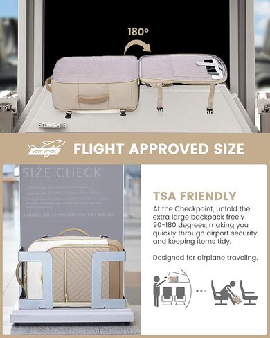 حقائب الظهر LoveVook كبيرة للسفر للنساء ، 50 لتر تحمل على ظهر الطائرة المعتمدة ، حقيبة سفر TSA الشخصية للنساء لتناسب 18 "كمبيوتر محمول ، ومقاوم للماء على أكياس للطائرات مع 3 مكعبات التعبئة ... in Kuwait