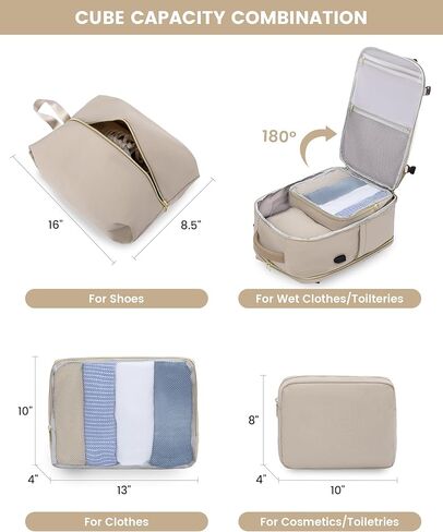 حقائب الظهر LoveVook كبيرة للسفر للنساء ، 50 لتر تحمل على ظهر الطائرة المعتمدة ، حقيبة سفر TSA الشخصية للنساء لتناسب 18 "كمبيوتر محمول ، ومقاوم للماء على أكياس للطائرات مع 3 مكعبات التعبئة ... in Kuwait