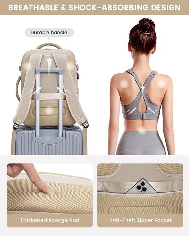 حقائب الظهر LoveVook كبيرة للسفر للنساء ، 50 لتر تحمل على ظهر الطائرة المعتمدة ، حقيبة سفر TSA الشخصية للنساء لتناسب 18 "كمبيوتر محمول ، ومقاوم للماء على أكياس للطائرات مع 3 مكعبات التعبئة ... in Kuwait