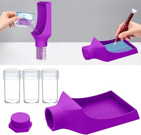 Multifunctional Diamond Painting Tray & Funnel With 3 Storage Jars And Lid, Two Different Diamond Painting Tray Grid Design, Diamond Art Painting Accessories And Tools For 5D Diamond Painting Beads-Pu in Saudi Arabia