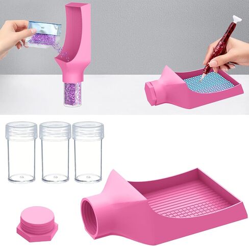 Multifunctional Diamond Painting Tray & Funnel With 3 Storage Jars And Lid, Two Different Diamond Painting Tray Grid Design, Diamond Art Painting Accessories And Tools For 5D Diamond Painting Beads-Pu in Saudi Arabia
