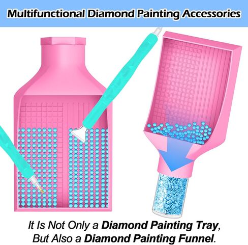 Multifunctional Diamond Painting Tray & Funnel With 3 Storage Jars And Lid, Two Different Diamond Painting Tray Grid Design, Diamond Art Painting Accessories And Tools For 5D Diamond Painting Beads-Pu in Saudi Arabia