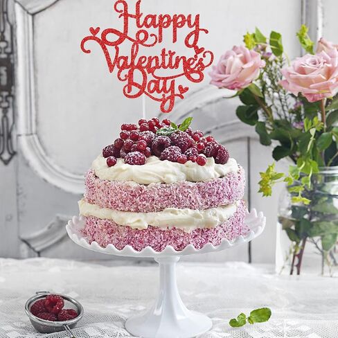 10pcs عيد الحب سعيد الكعكة أعلى الكعكة ريد بريق الكعكة توبيبر عيد الحب يوم كب كيك توبيبر على شكل قلب يختار إكسسوارات كعكة لحفل الزفاف عيد الحب ديكور كيك ديكور in Kuwait