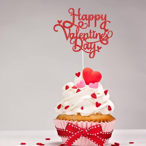 10pcs عيد الحب سعيد الكعكة أعلى الكعكة ريد بريق الكعكة توبيبر عيد الحب يوم كب كيك توبيبر على شكل قلب يختار إكسسوارات كعكة لحفل الزفاف عيد الحب ديكور كيك ديكور in Kuwait