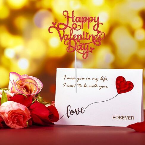 10pcs عيد الحب سعيد الكعكة أعلى الكعكة ريد بريق الكعكة توبيبر عيد الحب يوم كب كيك توبيبر على شكل قلب يختار إكسسوارات كعكة لحفل الزفاف عيد الحب ديكور كيك ديكور in Kuwait