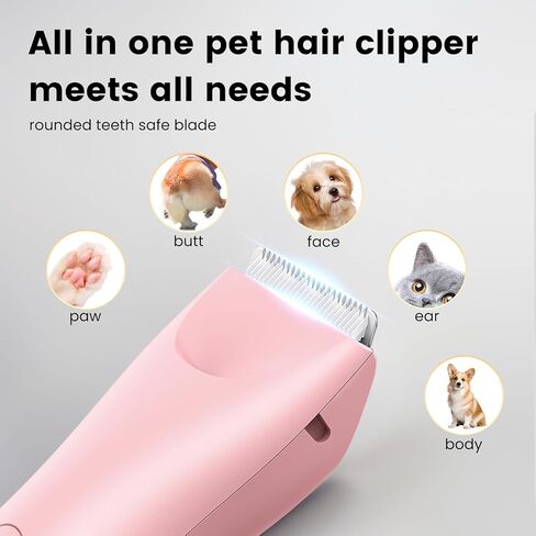 Dog Clippers Pet Grooming Kit, Low Noise Dog Hair Trimmer for Grooming Cordless Pet Shaver with LED Light for Dogs Cats Animals in Kuwait