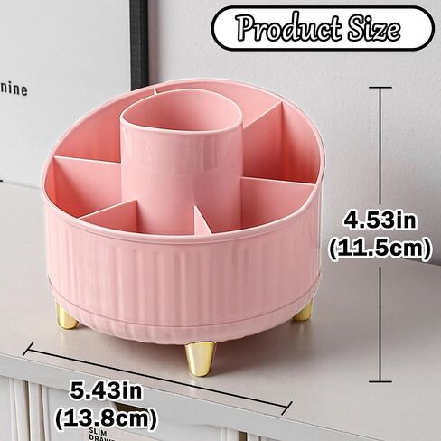 Pencil Holder For Desk,7 Slots 360°Degree Rotating Desk Organizers And Accessories,Desktop Storage Stationery Supplies Organizer, Cute Pencil Cup Pot For Office, School, Home (Pink) in Saudi Arabia
