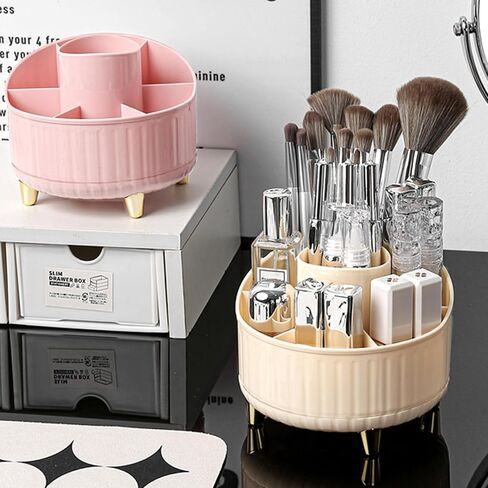 Pencil Holder For Desk,7 Slots 360°Degree Rotating Desk Organizers And Accessories,Desktop Storage Stationery Supplies Organizer, Cute Pencil Cup Pot For Office, School, Home (Pink) in Saudi Arabia