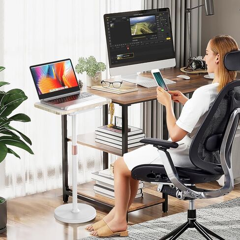 NAMON 2 in 1 Portable Laptop Floor Stand & Desktop Stand, Standing Desk Converter with Adjustable Height from 16.5" to 51", Perfect for Home, Office, Meeting Room, Study (White Ash Effect) in Kuwait