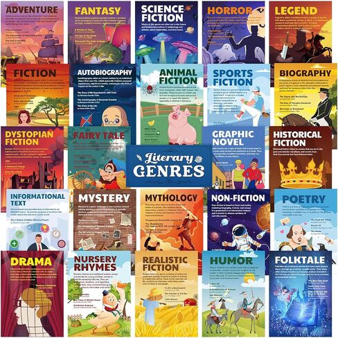 Outus Literary Genres Posters Bulletin Board Set for Classroom Literature Poster Wall Art Print Teacher Educational Art Print for High Middle School Classroom Decoration(14 Pcs, Classic) in Saudi Arabia