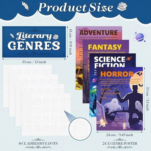 Outus Literary Genres Posters Bulletin Board Set for Classroom Literature Poster Wall Art Print Teacher Educational Art Print for High Middle School Classroom Decoration(14 Pcs, Classic) in Saudi Arabia