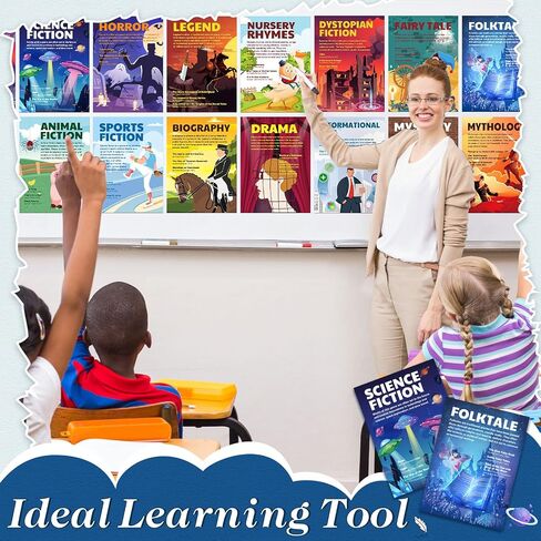 Outus Literary Genres Posters Bulletin Board Set for Classroom Literature Poster Wall Art Print Teacher Educational Art Print for High Middle School Classroom Decoration(14 Pcs, Classic) in Saudi Arabia
