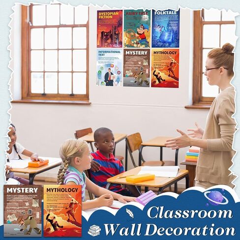 Outus Literary Genres Posters Bulletin Board Set for Classroom Literature Poster Wall Art Print Teacher Educational Art Print for High Middle School Classroom Decoration(14 Pcs, Classic) in Saudi Arabia