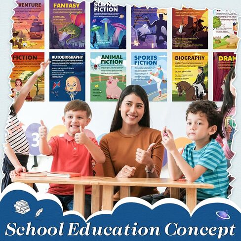 Outus Literary Genres Posters Bulletin Board Set for Classroom Literature Poster Wall Art Print Teacher Educational Art Print for High Middle School Classroom Decoration(14 Pcs, Classic) in Saudi Arabia