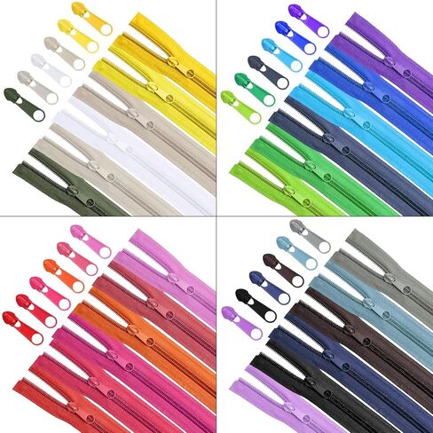 Syhood 24 Colors Zipper Repair Kit, 24 Yard #5 Nylon Coil Sewing Zippers, 96 Pcs Zipper Pulls Sliders, Purse Hardware for Bags Making in Saudi Arabia