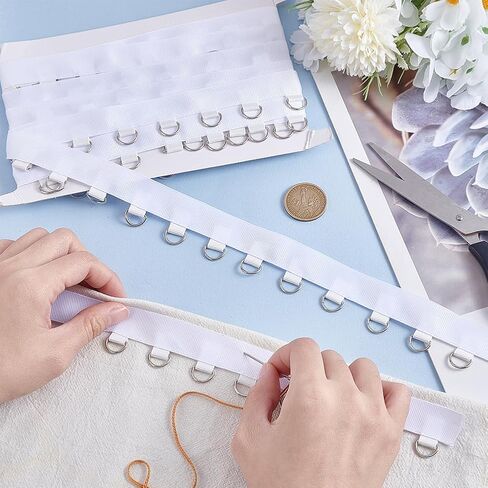 MAYJOYDIY 4 Yards White Grommet Trim with D Rings 1.2inch Eyelet Grommet Tape Eyelet Trimming Ribbon Strip Twill Tape for Sewing Garment Corset Shirt Dress Skirt Decoration in Saudi Arabia
