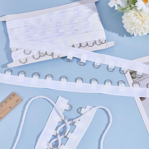 MAYJOYDIY 4 Yards White Grommet Trim with D Rings 1.2inch Eyelet Grommet Tape Eyelet Trimming Ribbon Strip Twill Tape for Sewing Garment Corset Shirt Dress Skirt Decoration in Saudi Arabia