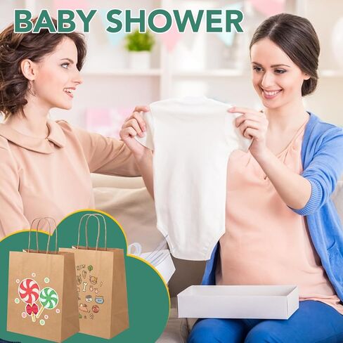 XPCare 100pack حقائب الورق البني 8x4.5x10 بوصة ، هدية ورقية متوسطة كرافت وأكياس البيع بالتجزئة مع مقابض in Kuwait