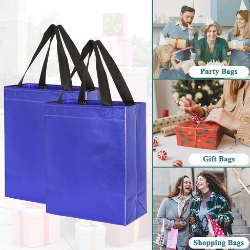 KEYYOOMY 20 Pcs Green Gift Bags with Handles Medium Size- 8x4x10 In Glossy Reusable Gift Bag with Handles- Shiny Holographic Party Favor Bags, Birthday Goodie Bags, Wedding Gift Bag in Saudi Arabia