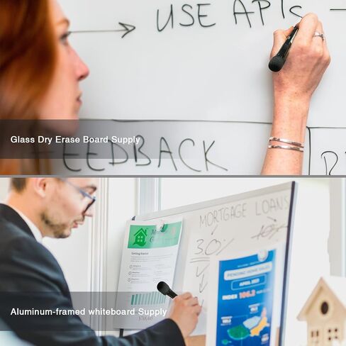TOWON Black Fine Point Dry Erase Markers, 8 Count, Whiteboard, Glass, Metal, Porcelain, Painted Steel, Non Toxic, Low Odor, Magnetic, Slim/Skinny, Whiteboard Markers Bulk in Saudi Arabia