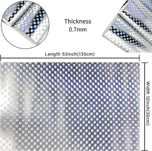 HYANG Holographic Silver Circular PU Faux Leather Sheets Roll 12"X 53" Faux Leather Roll Perfect for Crafts Handbags Wallets Jewelry Earrings Bows Making in Saudi Arabia