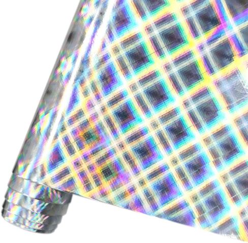 HYANG Holographic Silver Circular PU Faux Leather Sheets Roll 12"X 53" Faux Leather Roll Perfect for Crafts Handbags Wallets Jewelry Earrings Bows Making in Saudi Arabia