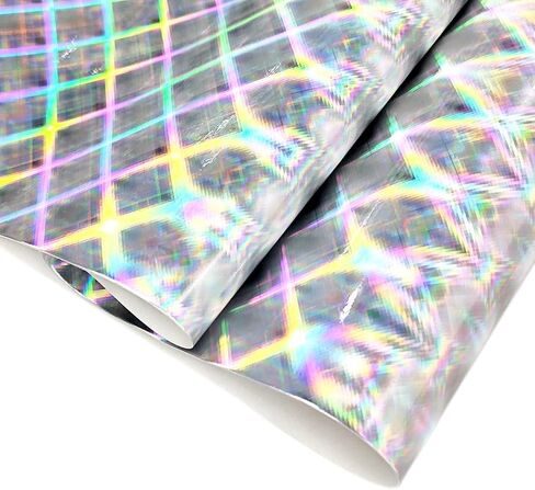 HYANG Holographic Silver Circular PU Faux Leather Sheets Roll 12"X 53" Faux Leather Roll Perfect for Crafts Handbags Wallets Jewelry Earrings Bows Making in Saudi Arabia