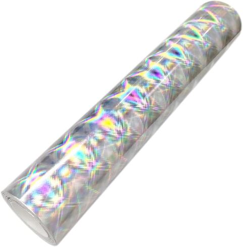 HYANG Holographic Silver Circular PU Faux Leather Sheets Roll 12"X 53" Faux Leather Roll Perfect for Crafts Handbags Wallets Jewelry Earrings Bows Making in Saudi Arabia