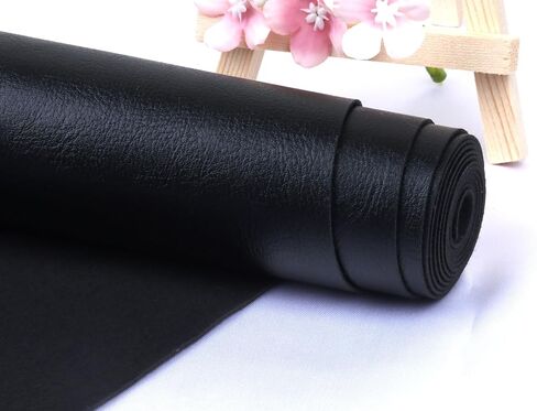 Smooth Solid Color Black Faux Leather Sheets Roll 12"X53" (30cmX135cm),Very Suitable for Making Crafts, Leather Earrings, Bows,Sewing(Black) in Kuwait