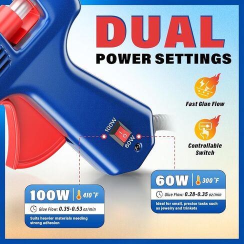 DIYSELF Hot Glue Gun, Full Size, 1 PCS Glue Gun with 20 Glue Sticks, Glue Gun and Sticks Set, Hot Glue Gun Kit for Crafts, Fabric, Woodworking, Craft Glue Guns, Heavy Duty Glue Gun, 60/100W(Black） in Kuwait