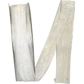 Reliant Ribbon Elegant Woven Sheer Wired Edge Ribbon, 5/8 Inch X 25 Yards, White