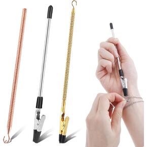 3PCS Bracelet Helper Tools, Metal Fastener Tool for Bracelet with Protective Rubber Jewelry Clasp Helper Fastening and Hooking Equipment for Bracelet Necklace Jewelry Watch