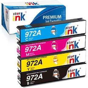 Starink 972a Ink Cartridges Compatible Replacement for HP 972 972A Ink Cartridges for 477dw Printer, PageWide Pro,377dw 477dw 477dn 577dw 477dn 452dn Printer, 972A Black, Cyan, Magenta, Yellow-4pack