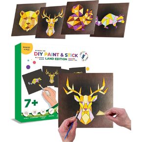 Paint & Stick (Sea) - Makes 4pcs - Mosaic Art - Wood Painting Crafts for Kids - Arts and Crafts for Ages 7-12 Yrs - DIY Kids Crafts Kits - Paint by Numbers Kit for Kids - Mosaic Crafts for Kids
