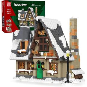Mould King 16049 Christmas Cottage Building Blocks Kit, Christmas Village Snow House Building Model, Xmas Decoration Gifts Toys for Girls and Boys, Kids/Adult (766 PCS)