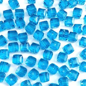 Jmassyang 100 Pieces 6mm Cube Crystal Glass Beads Square Spacer Beads with Hole for DIY Crafts Jewelry Making, Bracelets Necklaces Earrings Wind Chimes Suncatchers(Lemon Yellow)