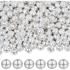 200pcs 2mm 925 Sterling Silver Beads Sterling Silver Spacer Beads Smooth Round Silver Beads for Jewelry Making