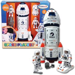 Nature Bound Playful Minds Rocket Ship Space Toy, Kids Spaceship Playset with Two Astronauts, Space Racer, and Accessories, Educational STEM Adventure