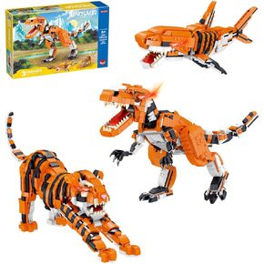 1030 Piece STEM Building Toys-3in1 Mini Transforming Toy Building Set with Dinosaur/Tiger/Shark Building Kit, Educational Toy for Kids 6-12, Christmas Birthday Gifts for Girls Boys Ages 8-14+