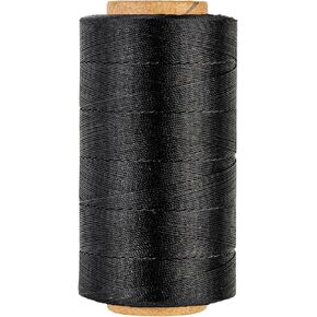 Thin Wax Polyester Thread, 0.45mm, 547 Yards, 3 Ply Round Waxed Cord Strings for Sewing, Beading, Binding, Micro Braiding, Fine Leather Craft and Micro Macrame Jewelry - Black